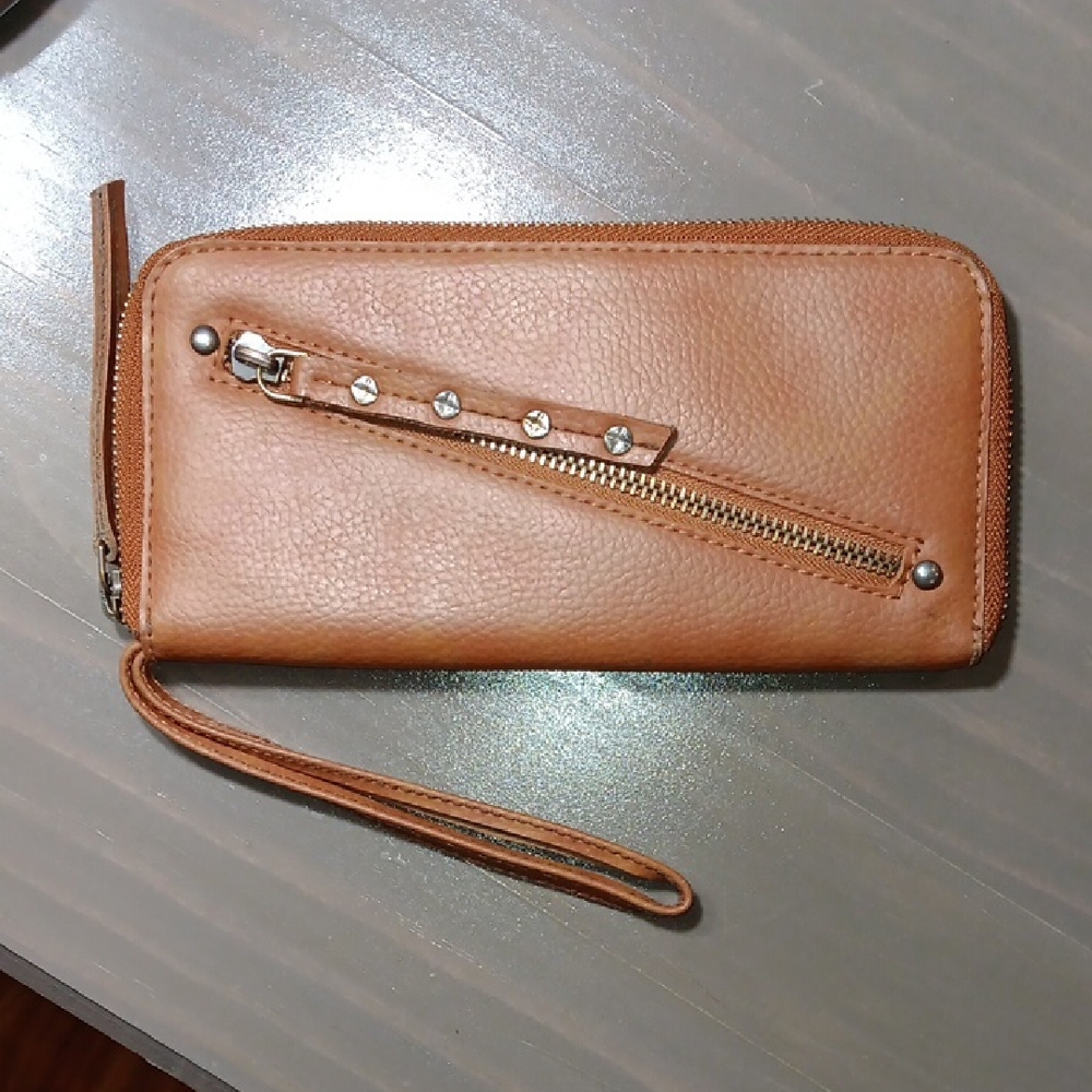 Free People Vegan Leather Wristlet Brown